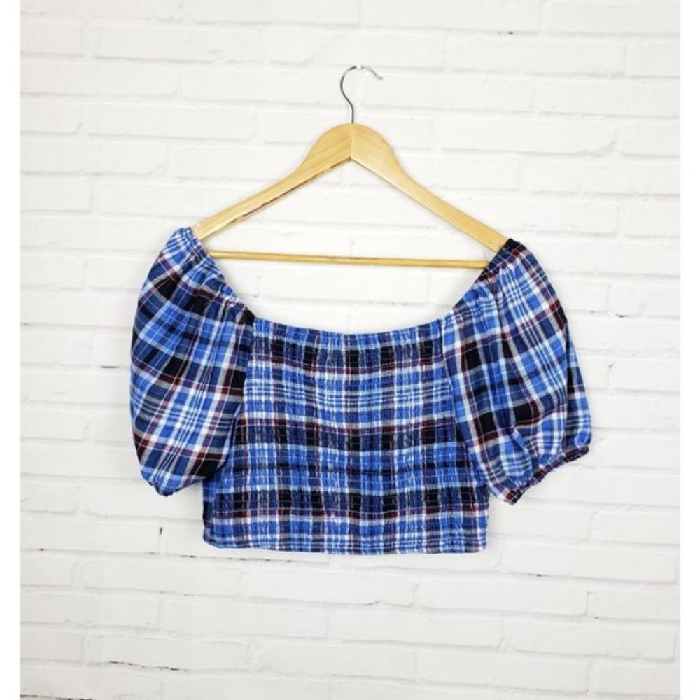 Wild Fable Plaid V-Neck Crop Top - Picture 4 of 5